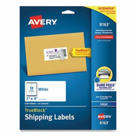 AVERY DENNISON LABEL, INKJET, 2X4, 10/SH 8163